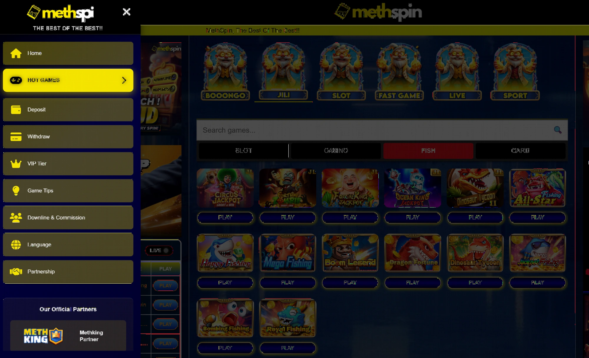 Live dealer interface